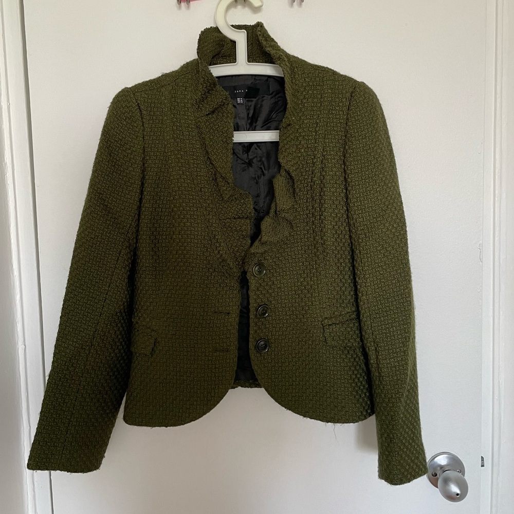 Wool Blazer with Ruffles
